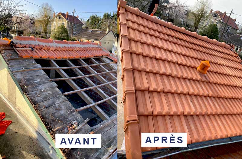 Couverture : LEFTY TOITURE : Remplacement couverture, détection et réparation de fuites toiture tuiles, faîtage, pose velux. Seine-Port